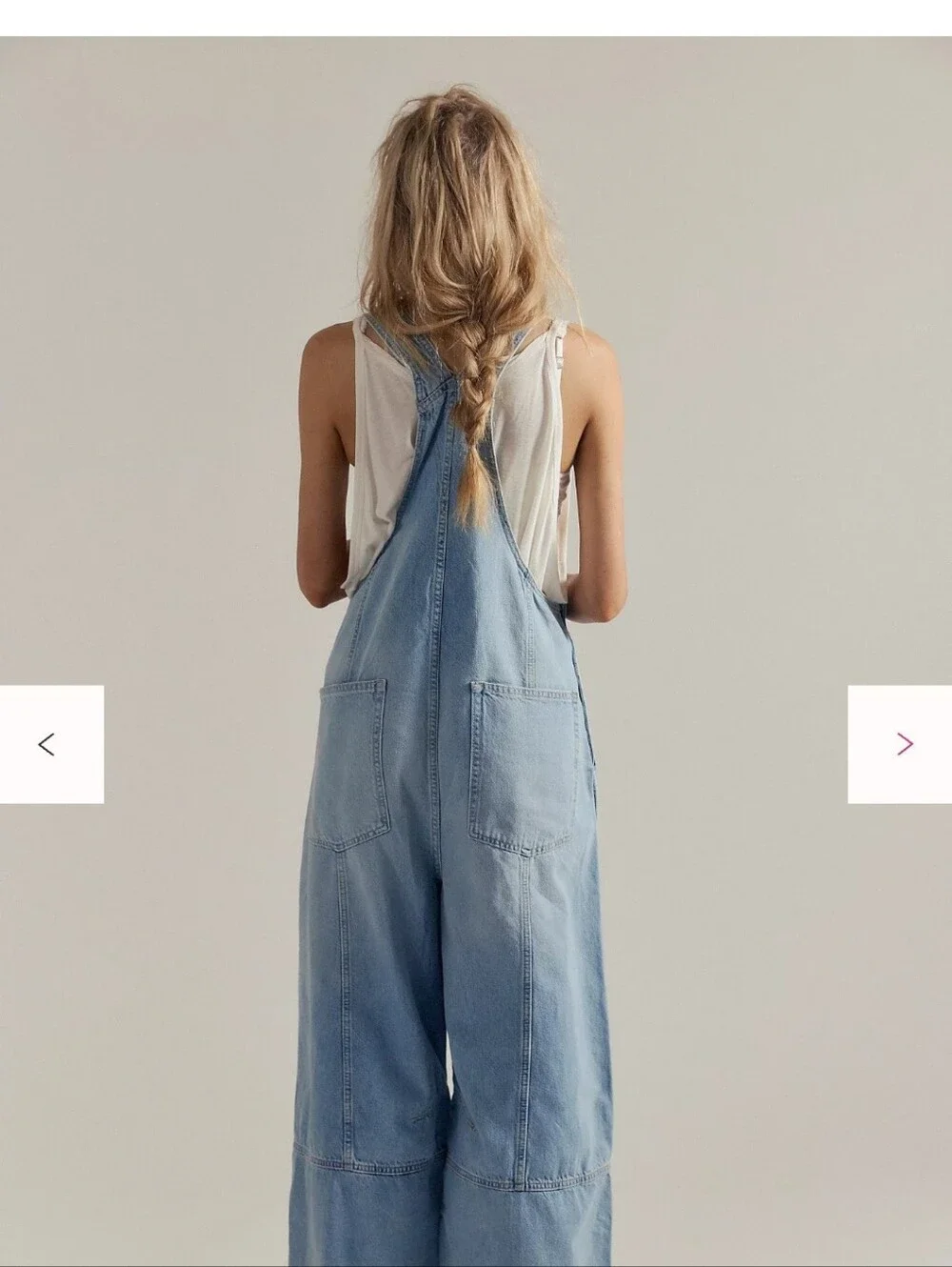 Free People Light Wash Denim Wide-Leg Overalls Jumpsuit